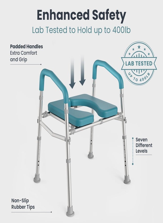 PELEGON Raised Toilet Seat with Handles (400lb) - Adjustable Height & Width Toilet Chair with Arms, Toilet Riser with Handles, Toilet Chair Over Toilet, Handicap Toilet Seat for Elderly (Teal) - Image 5